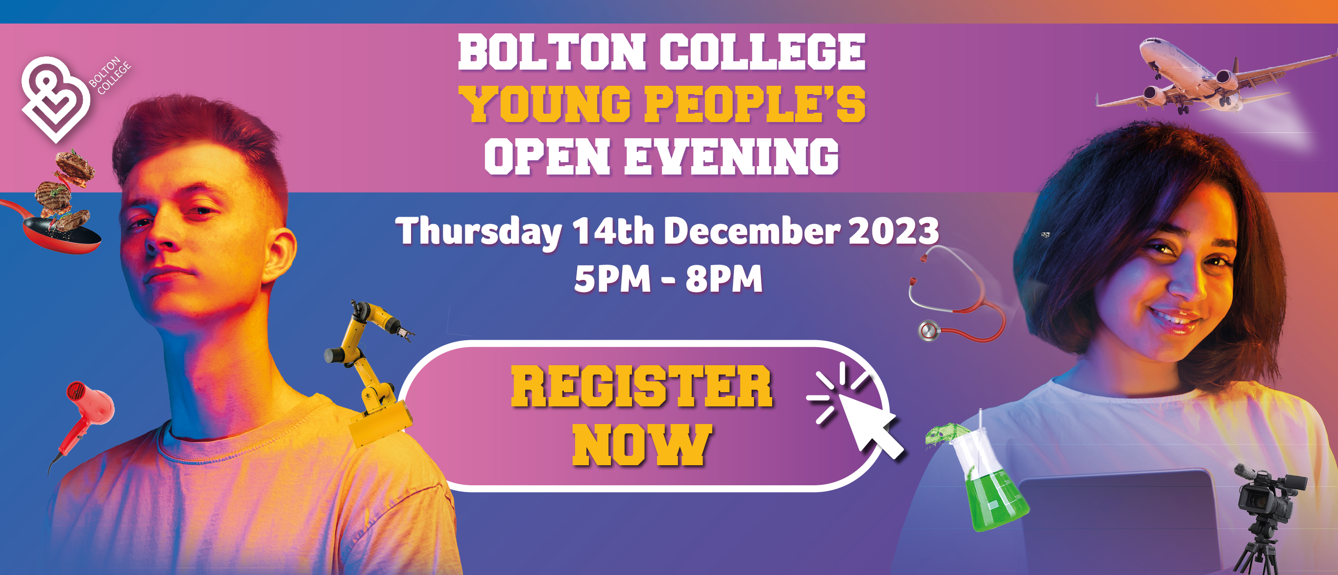 Bolton College Open Event Banner